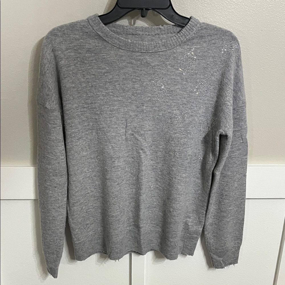 Zadig & Voltaire Gaby Leaves Strass Wool & Cashmere Blend Sweater Sz Small